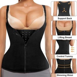 Waist Trainer, Zipper Body Shaper, Tummy Corset, Tank Top with Adjustable Straps